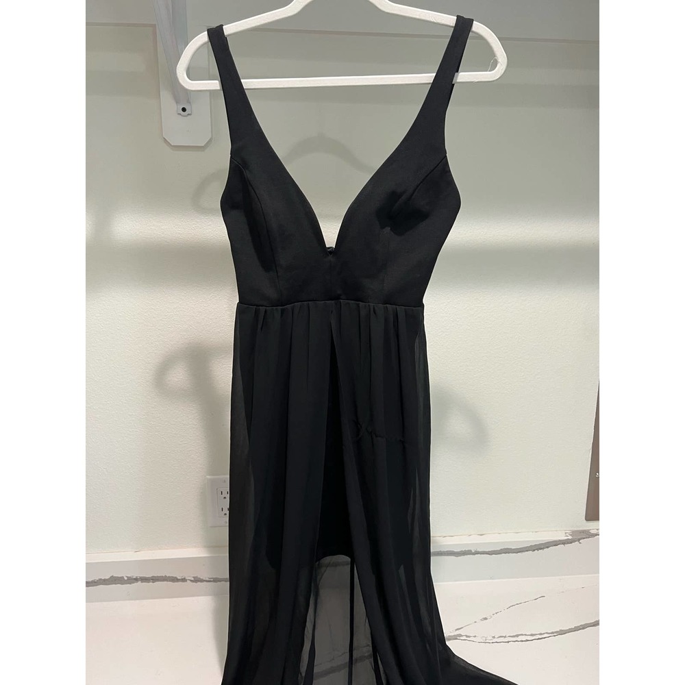 Olia Black Dress with Sheer Overlay Fitted‎ Bust Size Small
